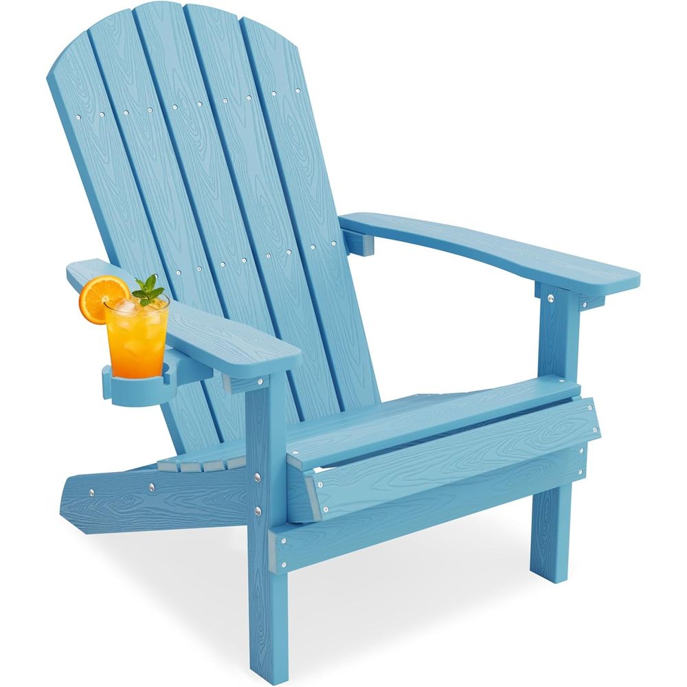 Adirondack Chair Wood - Sedia Adirondack con portabicchieri, sedia da