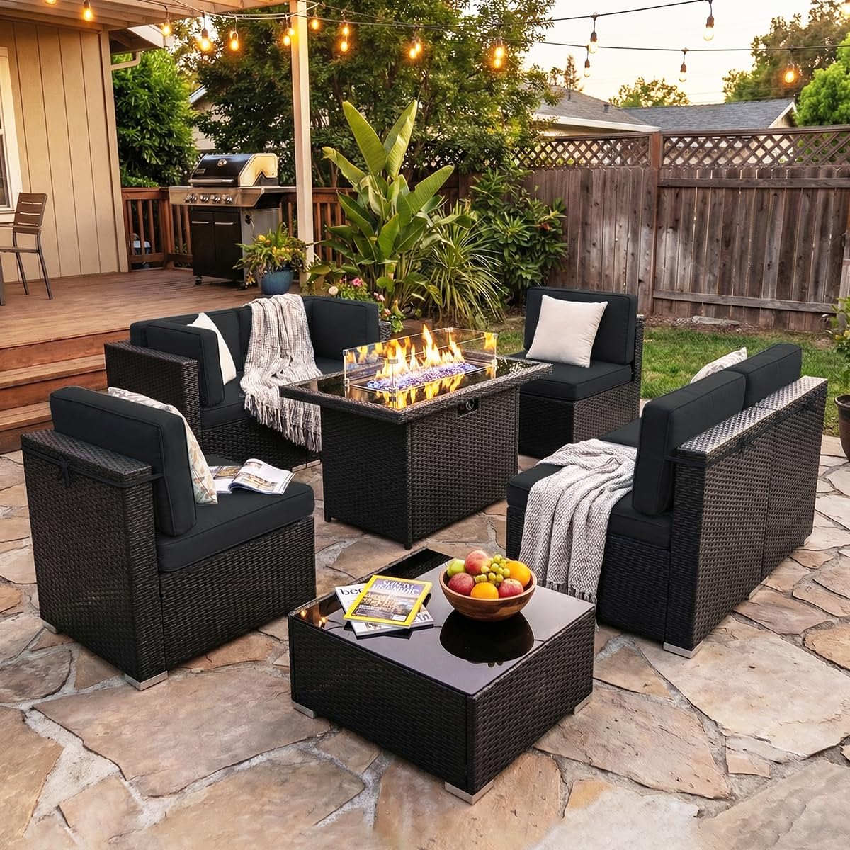 Outdoor Furniture And Fire Pit - Set di Mobili da Giardino 8