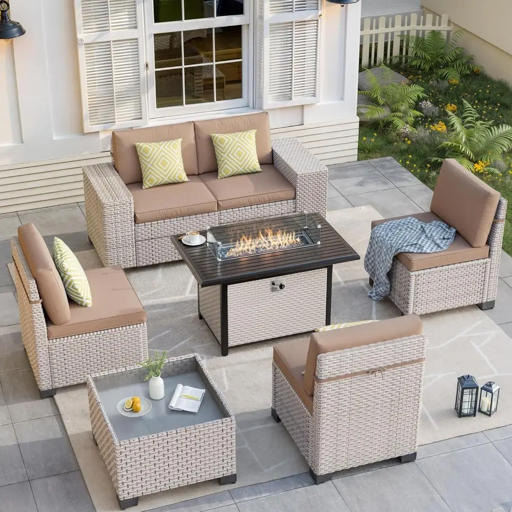 Outdoor Furniture And Fire Pit - Set di Mobili da Esterno a