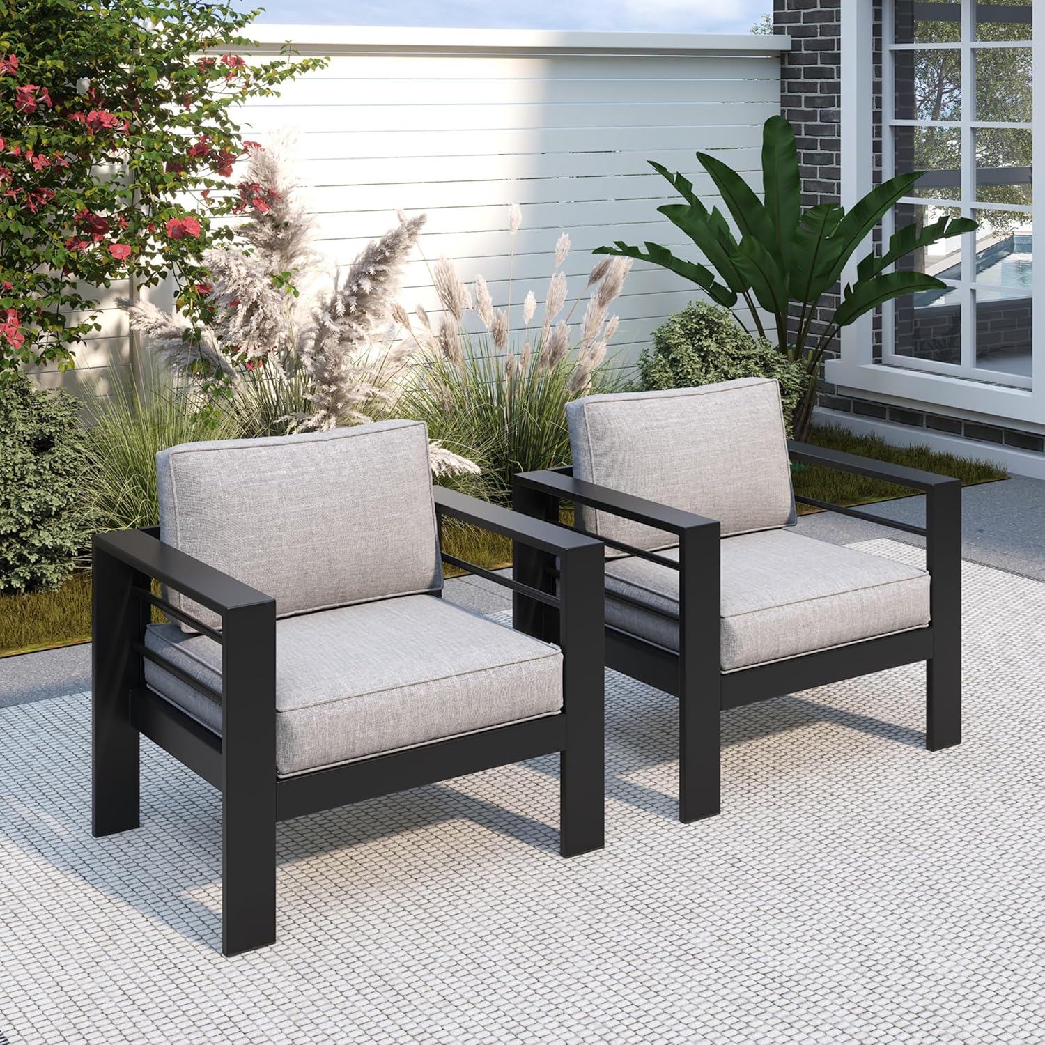 Outdoor Furniture Grey - Poltrona da giardino in metallo, 2