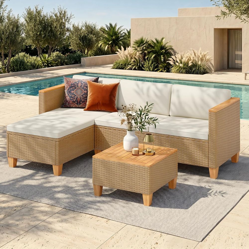 Outdoor Furniture Yellow - Set da esterno in vimini a