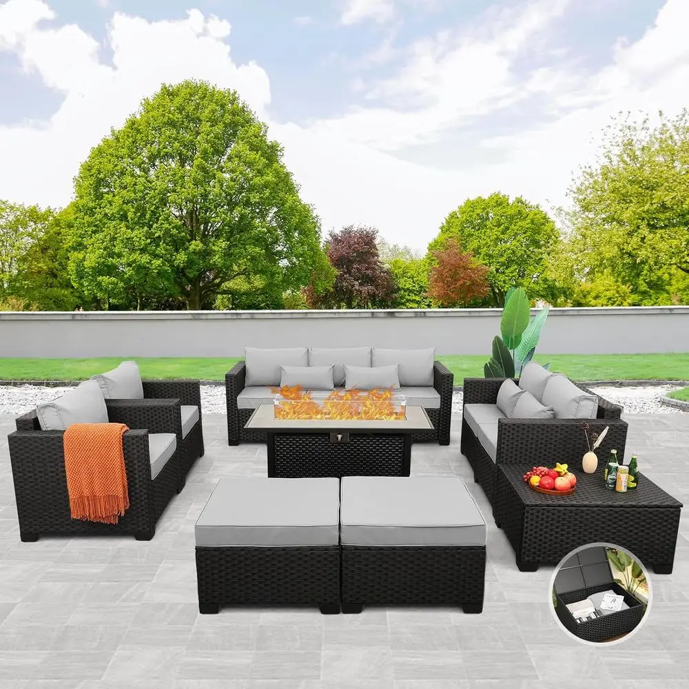 Outdoor Furniture And Fire Pit - Set di mobili da esterno da