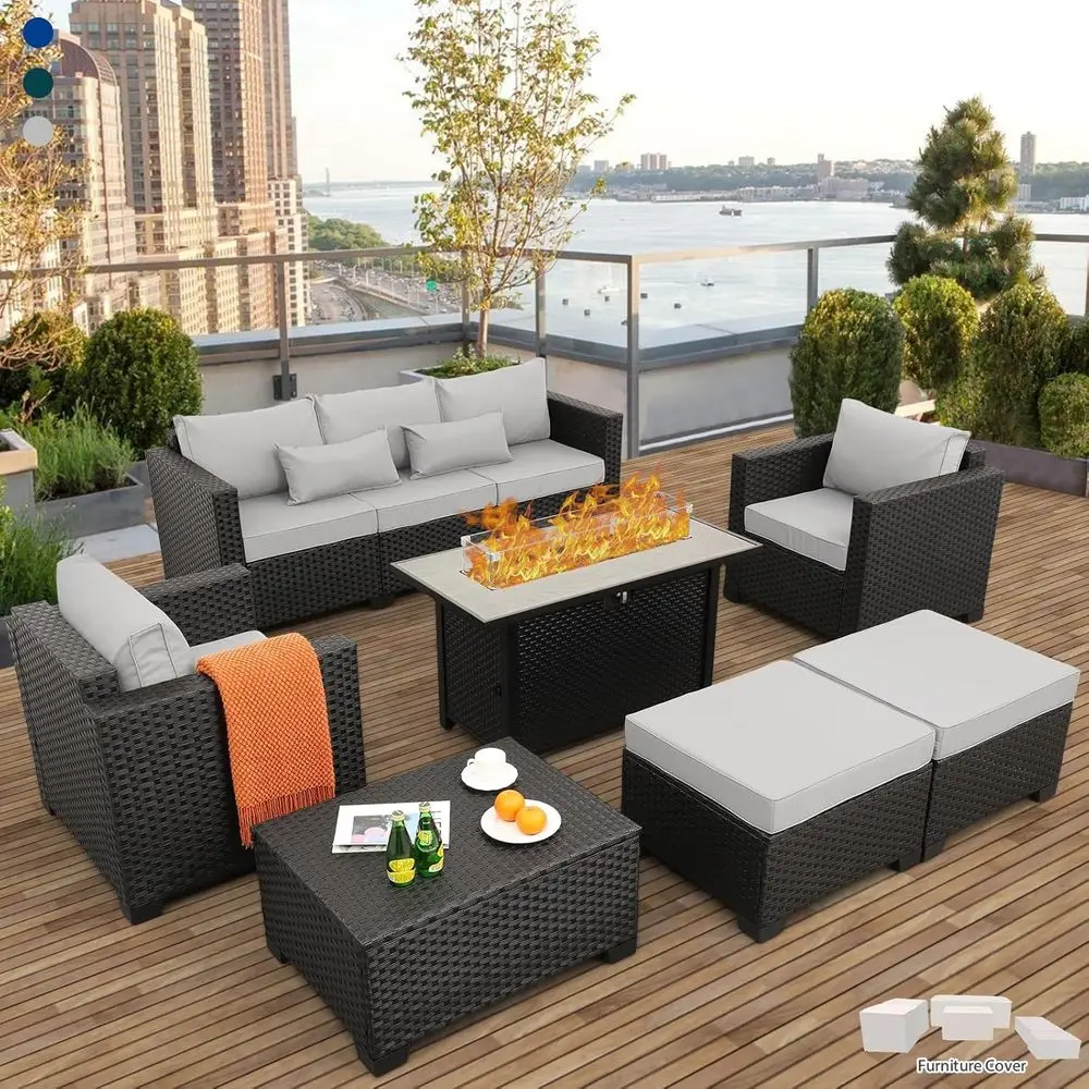 Outdoor Furniture And Fire Pit - Set di Mobili da Esterno 45