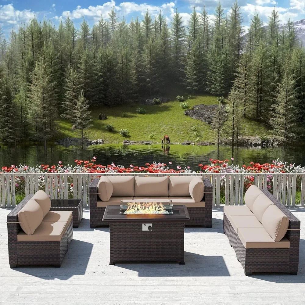 -Set di mobili da patio con ta - Outdoor Furniture And Fire Pit recensione e prezzo