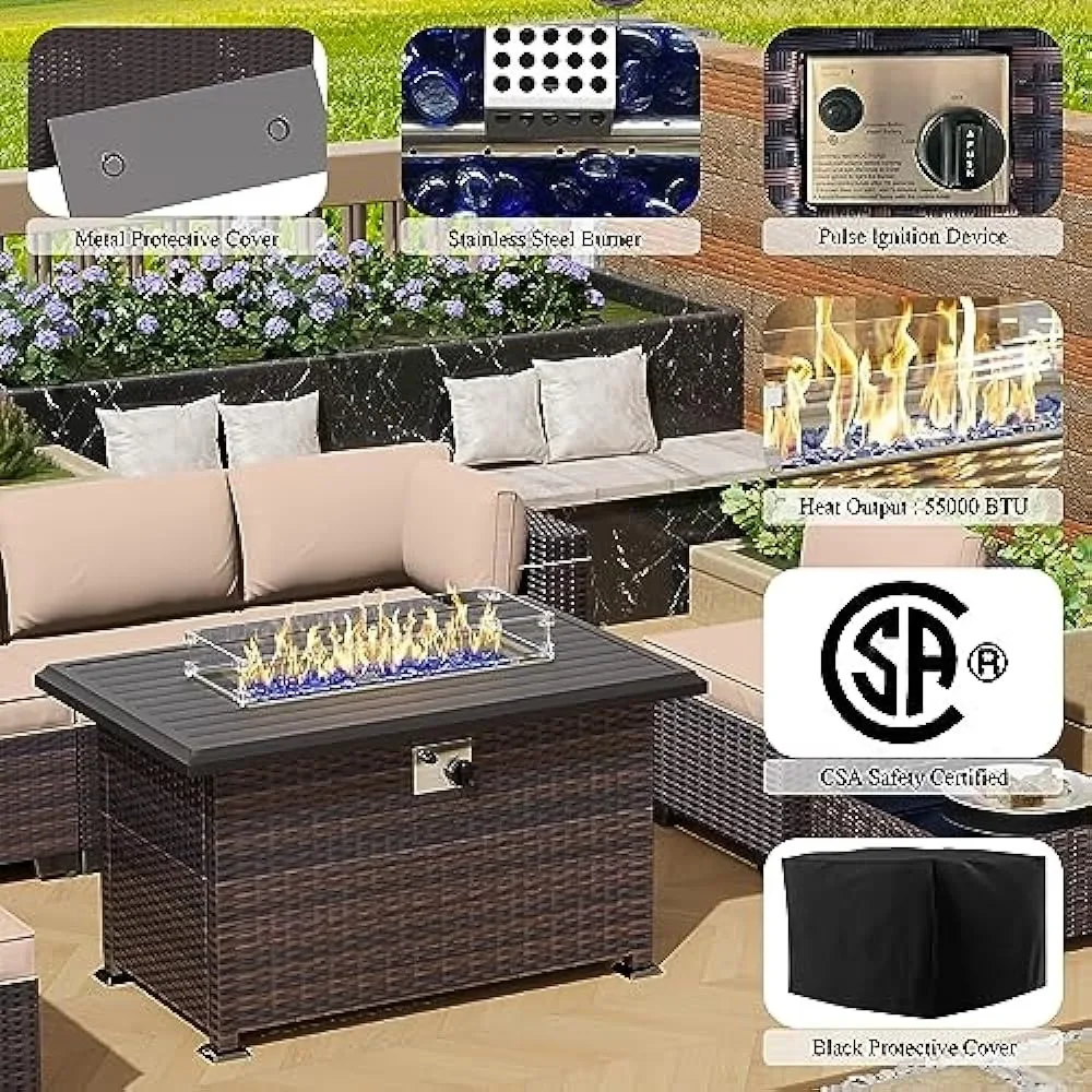 -Set di mobili da patio con ta - Outdoor Furniture And Fire Pit recensione e prezzo