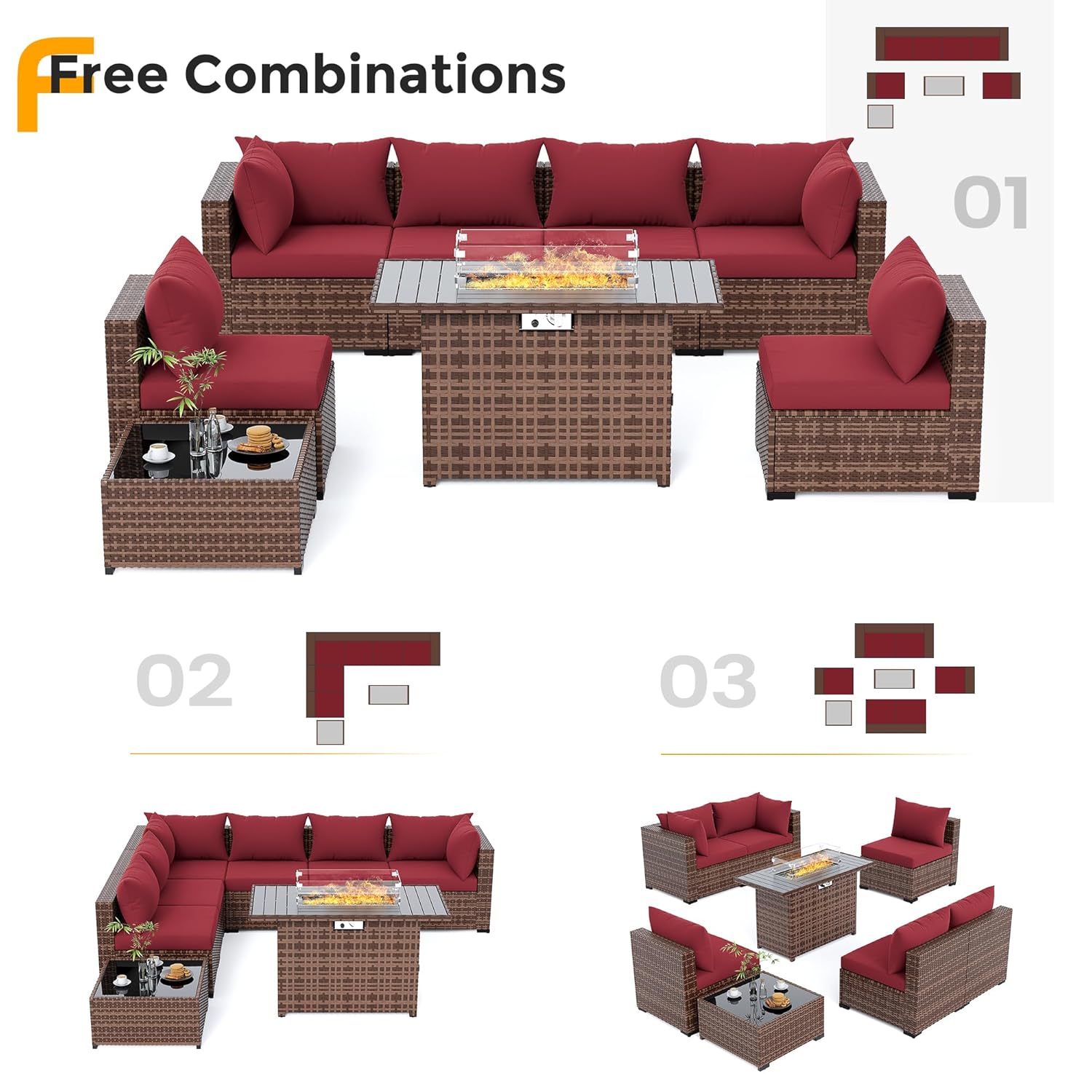 Set Divano Sezionale in Vimini - Outdoor Furniture And Fire Pit recensione e prezzo