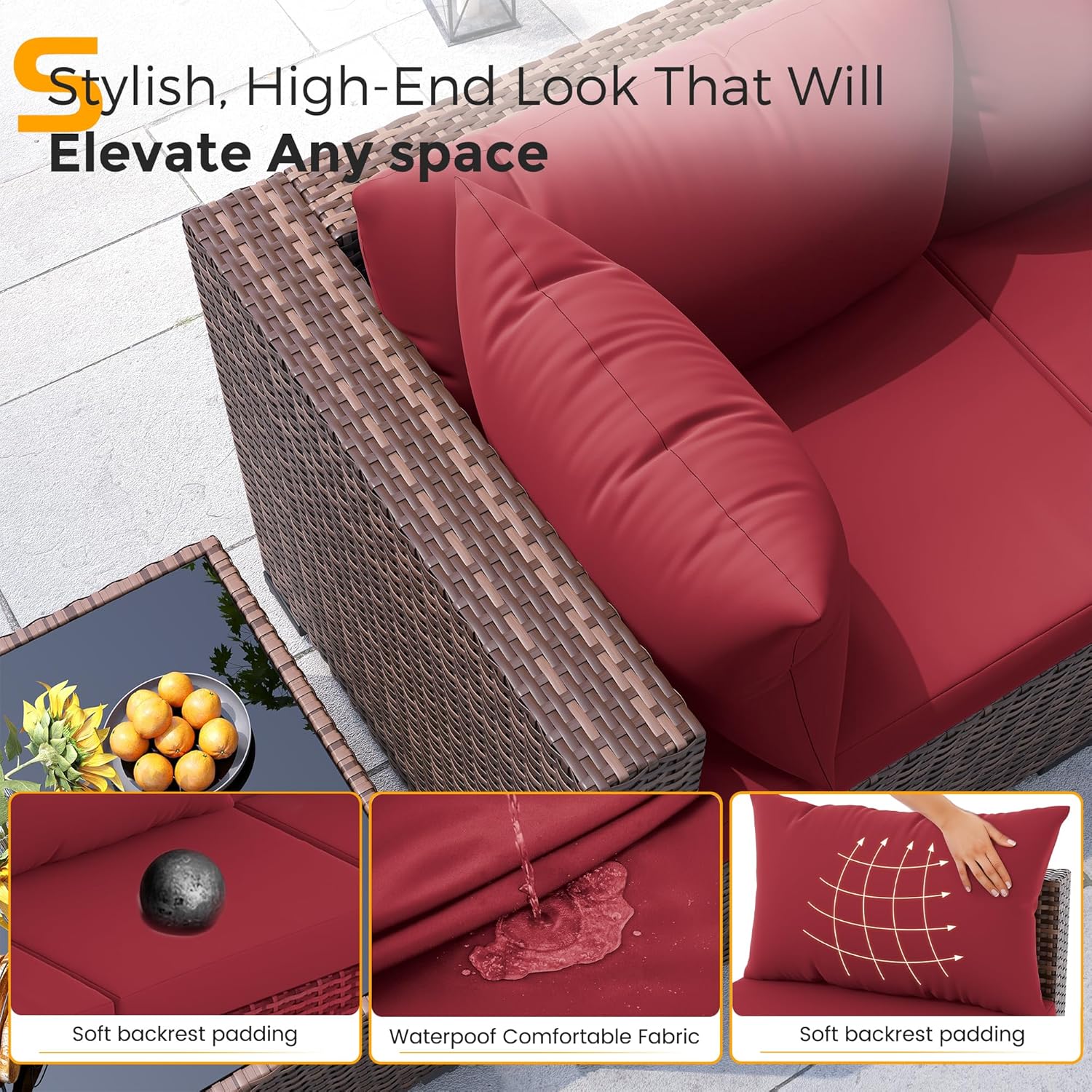 Set Divano Sezionale in Vimini - Outdoor Furniture And Fire Pit recensione e prezzo