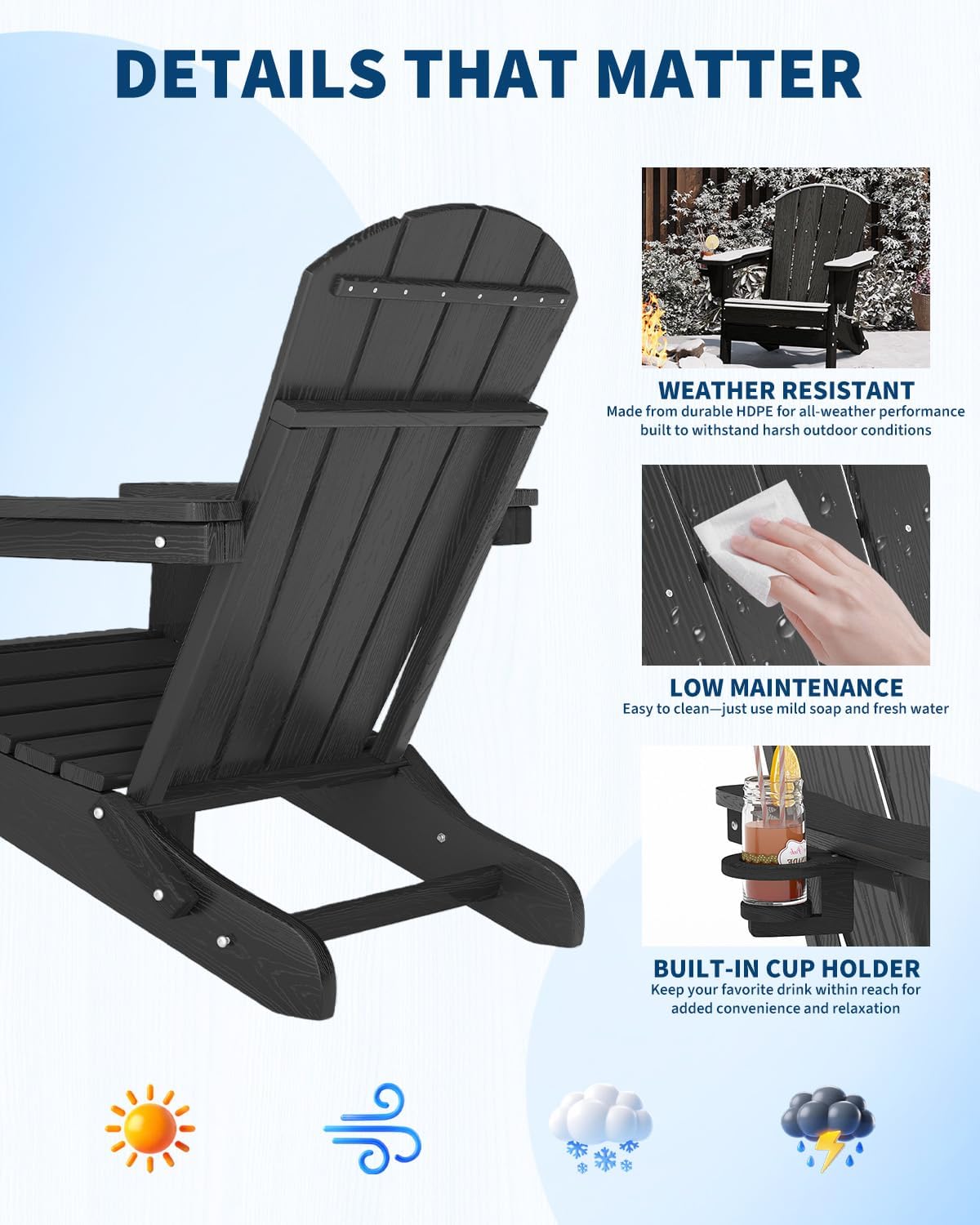 Sedia Adirondack Pieghevole in - Outdoor Furniture And Fire Pit recensione e prezzo