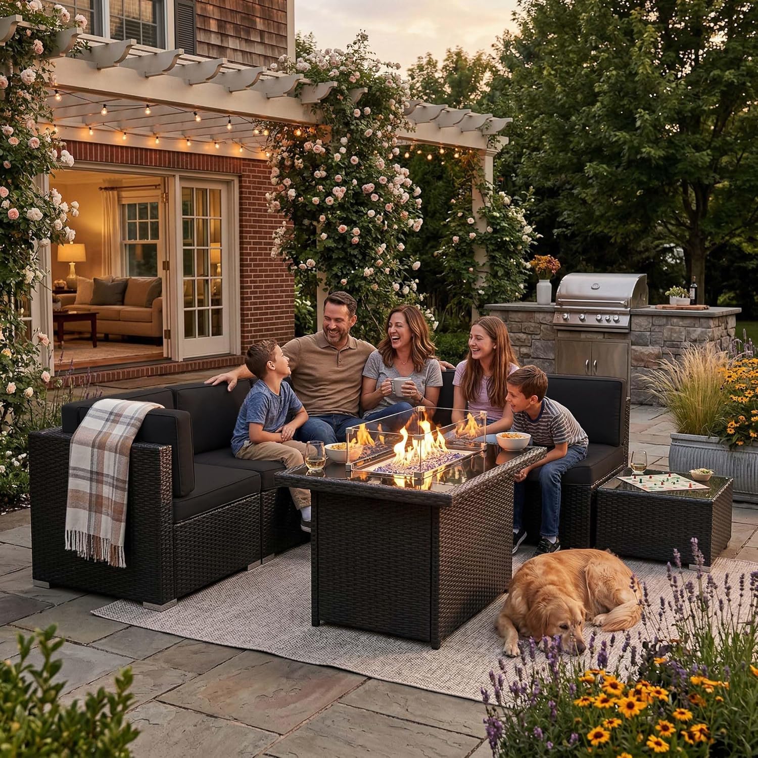 Set di Mobili da Giardino 8 Pe - Outdoor Furniture And Fire Pit recensione e prezzo