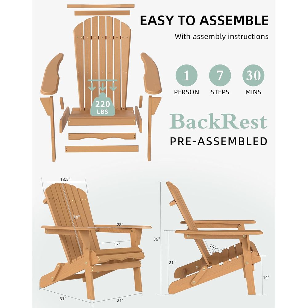 Set Classico di 4 Sedie Adiron - Adirondack Chair Wood recensione e prezzo