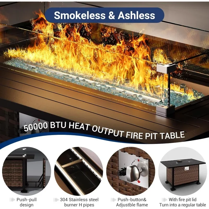 Un set di mobili con tavolo pe - Outdoor Furniture And Fire Pit recensione e prezzo