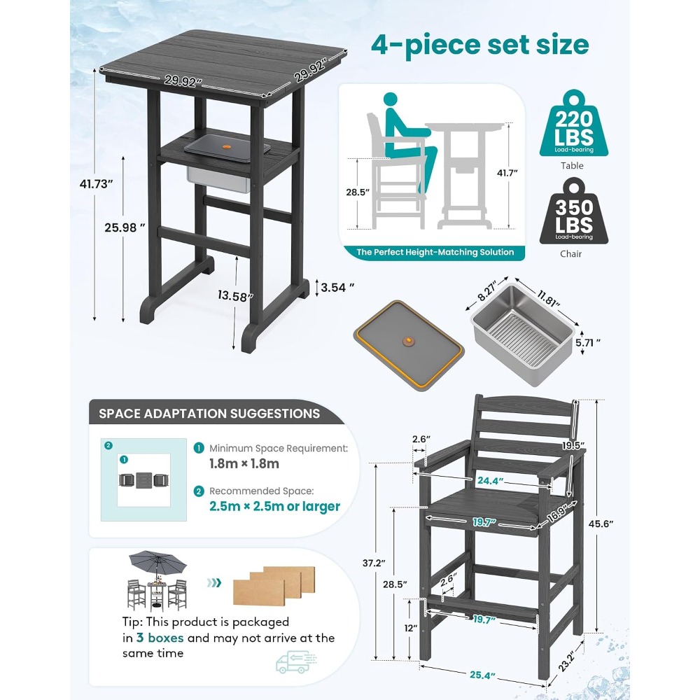 Set di 4 Sedie da Bar per Este - Outdoor Furniture Grey recensione e prezzo