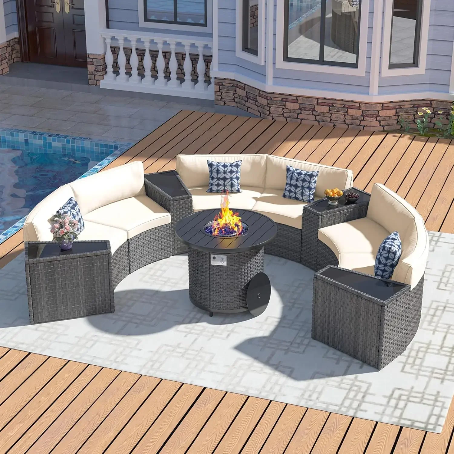 l Set di mobili da giardino co - Outdoor Furniture With Fire Pit recensione e prezzo