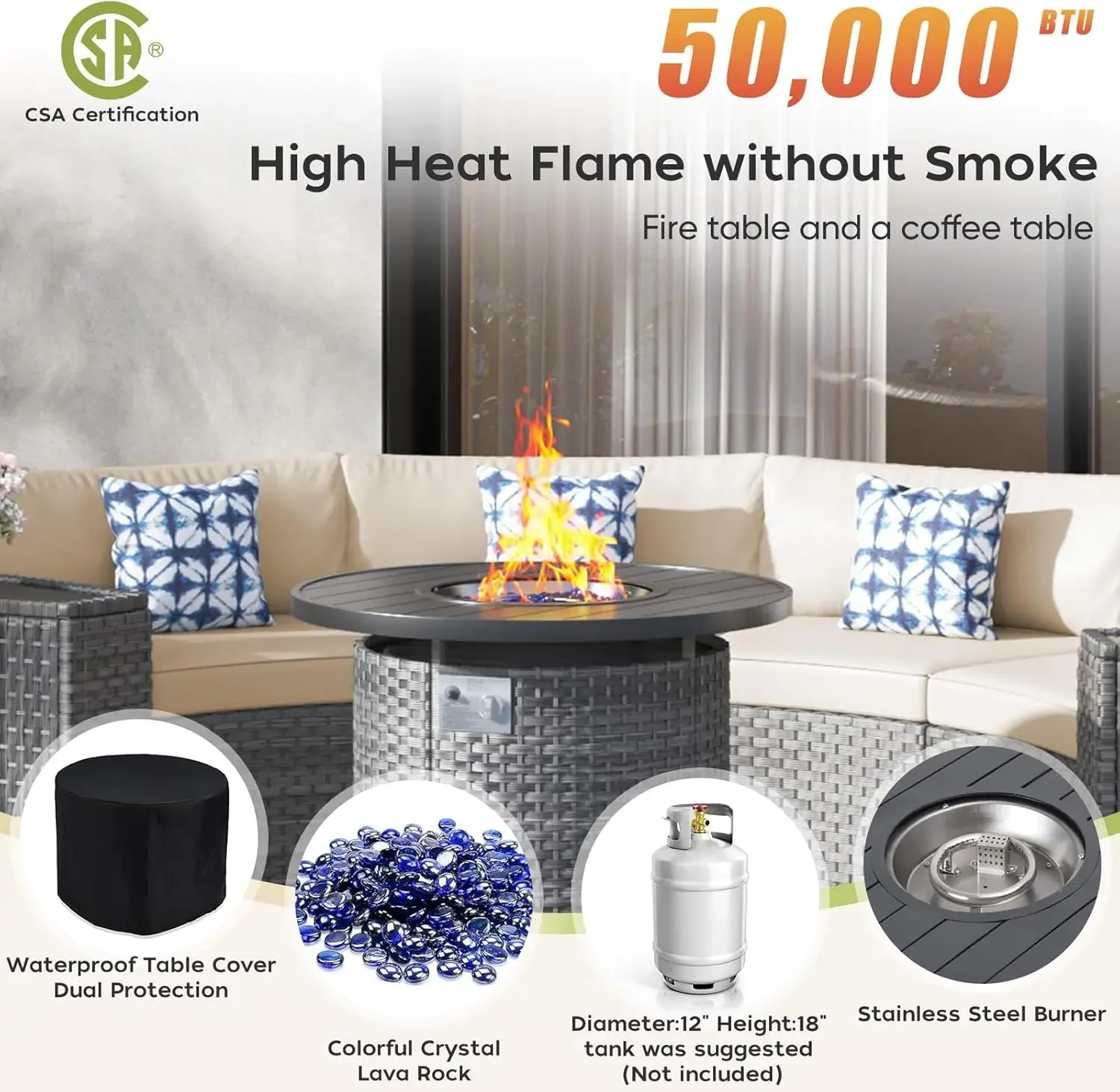 l Set di mobili da giardino co - Outdoor Furniture With Fire Pit recensione e prezzo