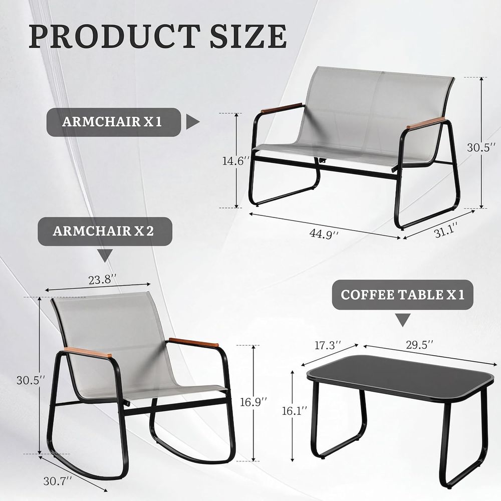 Set di mobili da giardino per  - Outdoor Furniture Grey recensione e prezzo