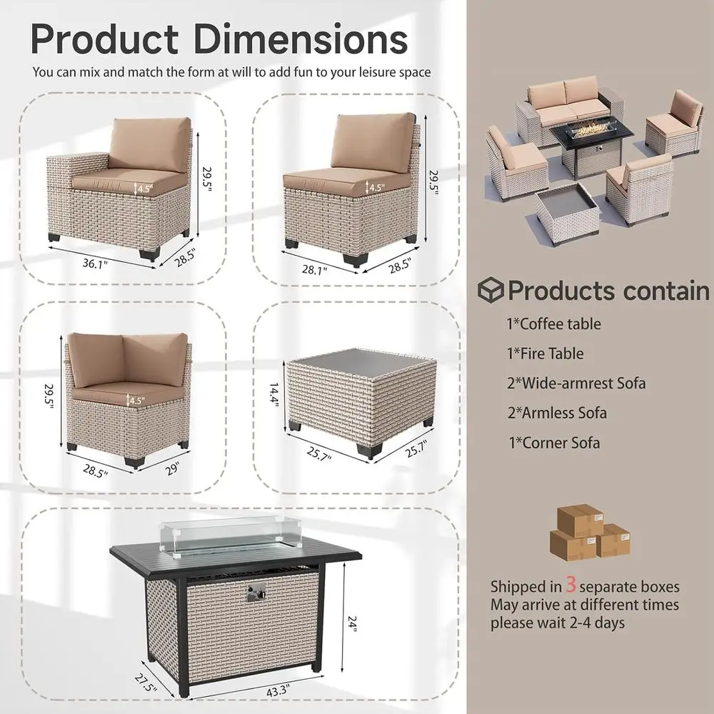 Set di Mobili da Esterno a 7 P - Outdoor Furniture And Fire Pit recensione e prezzo