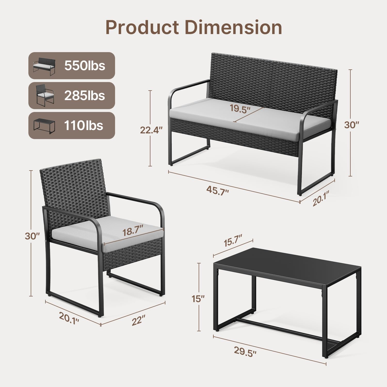 Set di mobili da giardino in r - Outdoor Furniture Grey recensione e prezzo