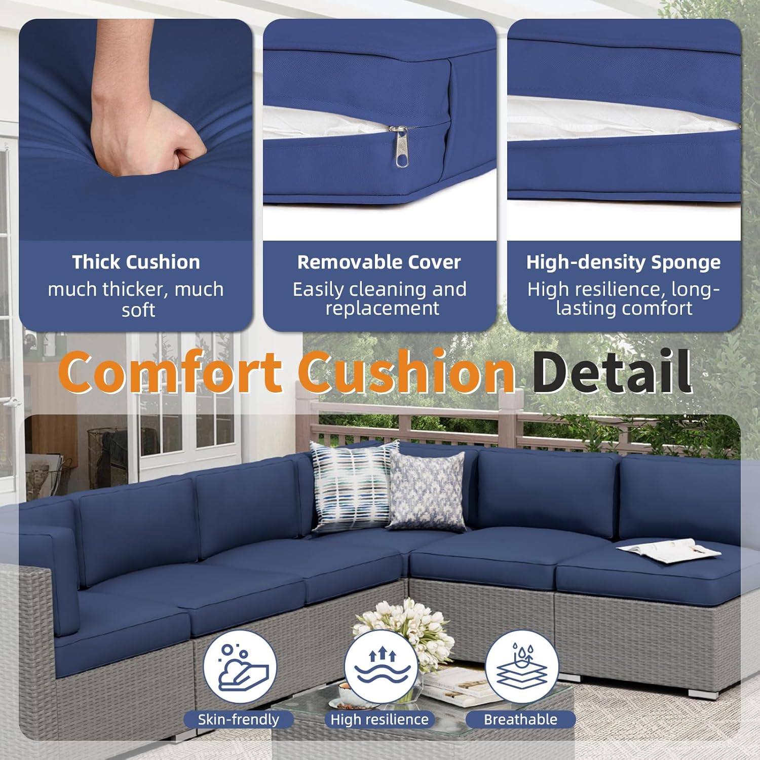Set di Mobili da Esterno in 7  - Outdoor Furniture Grey recensione e prezzo