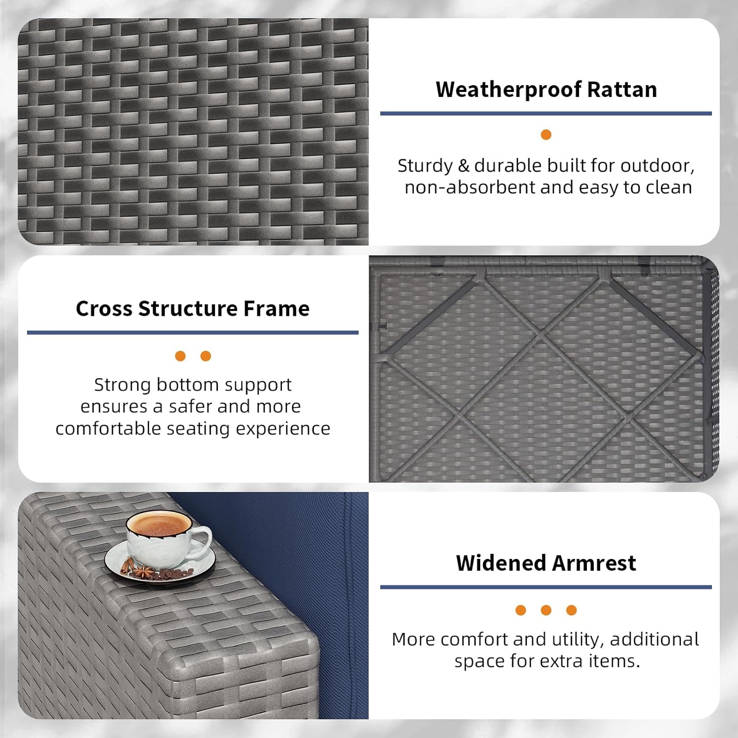Set di Mobili da Esterno in 7  - Outdoor Furniture Grey recensione e prezzo