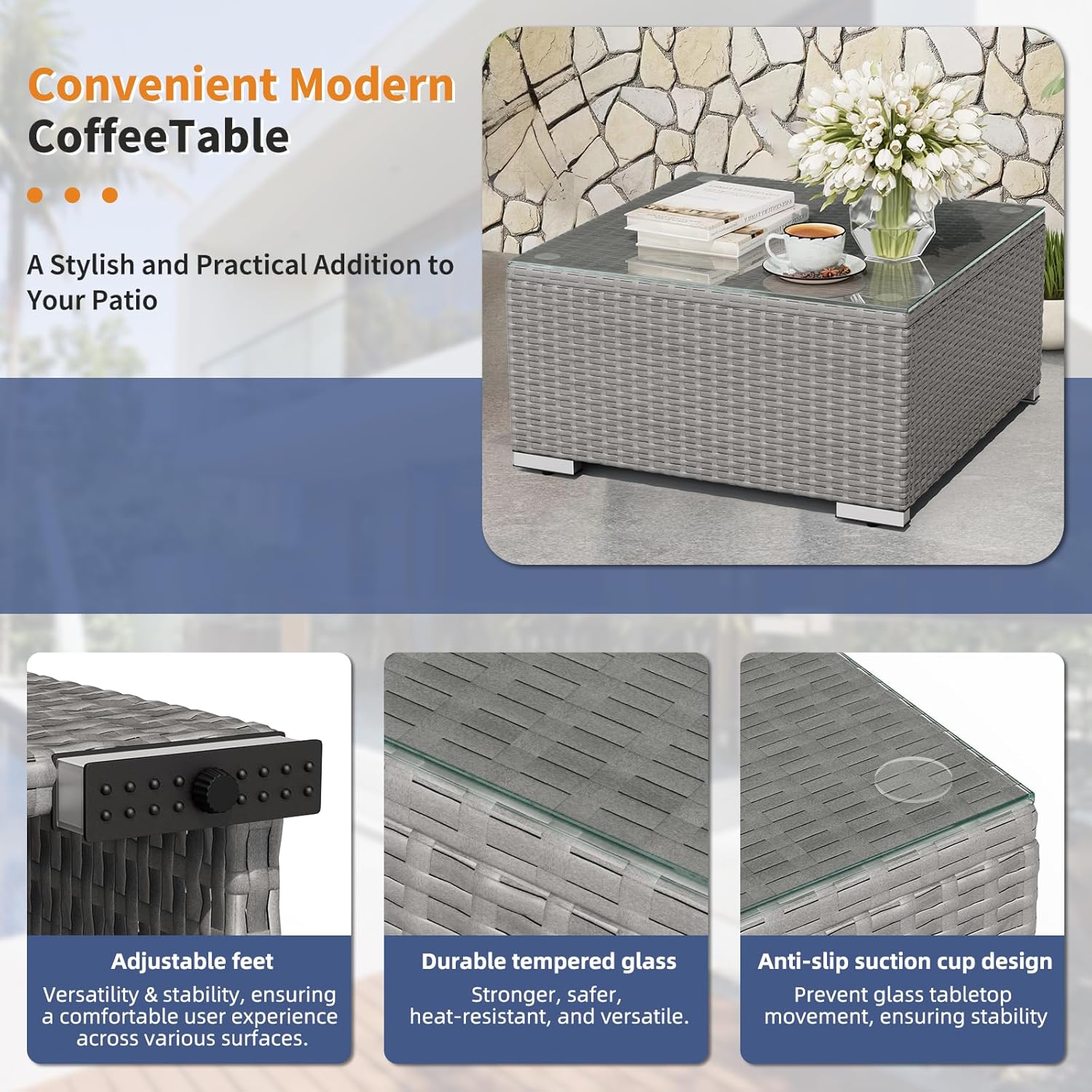 Set di Mobili da Esterno in 7  - Outdoor Furniture Grey recensione e prezzo