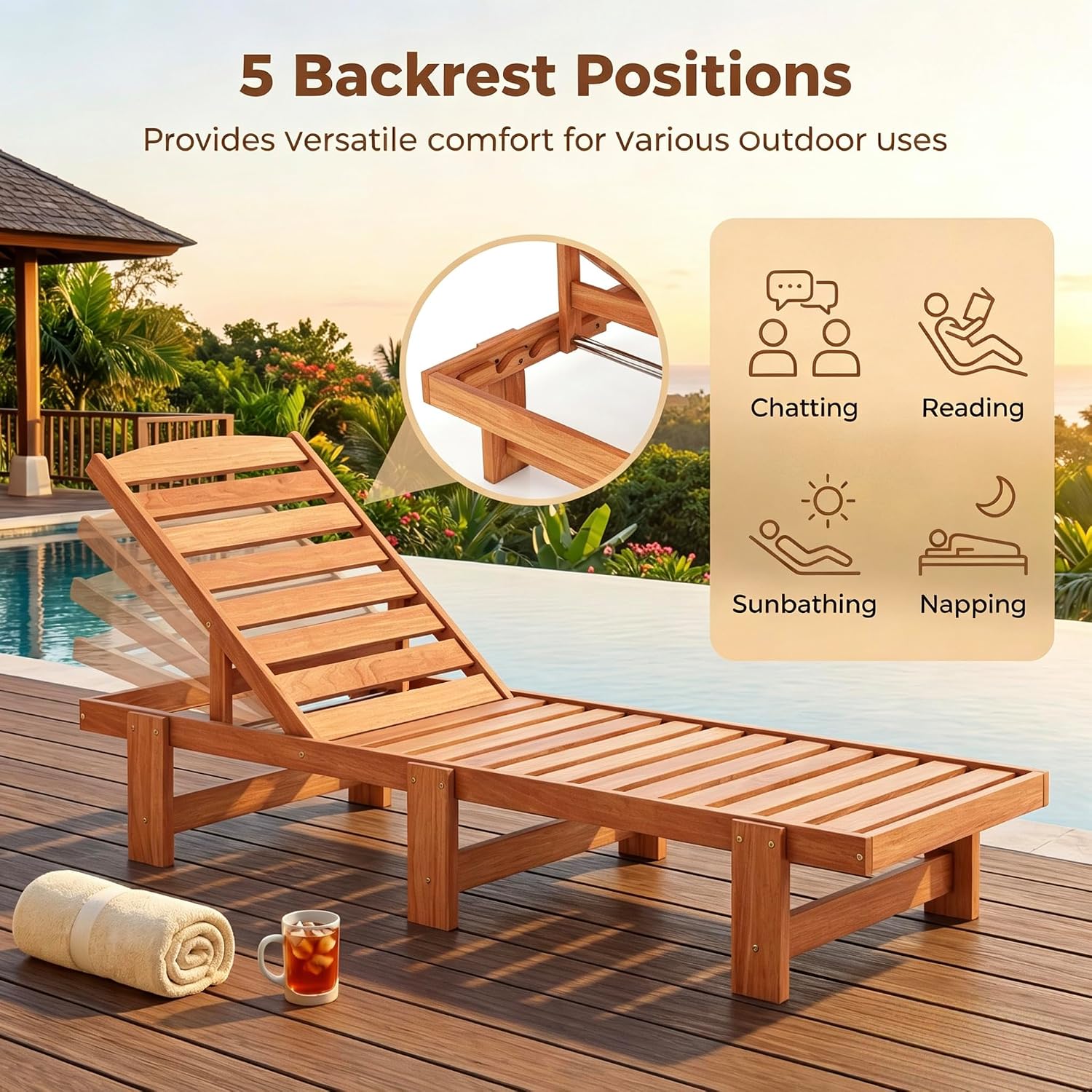 Chaise Longue in Legno Massell - Outdoor Furniture Oil Teak recensione e prezzo