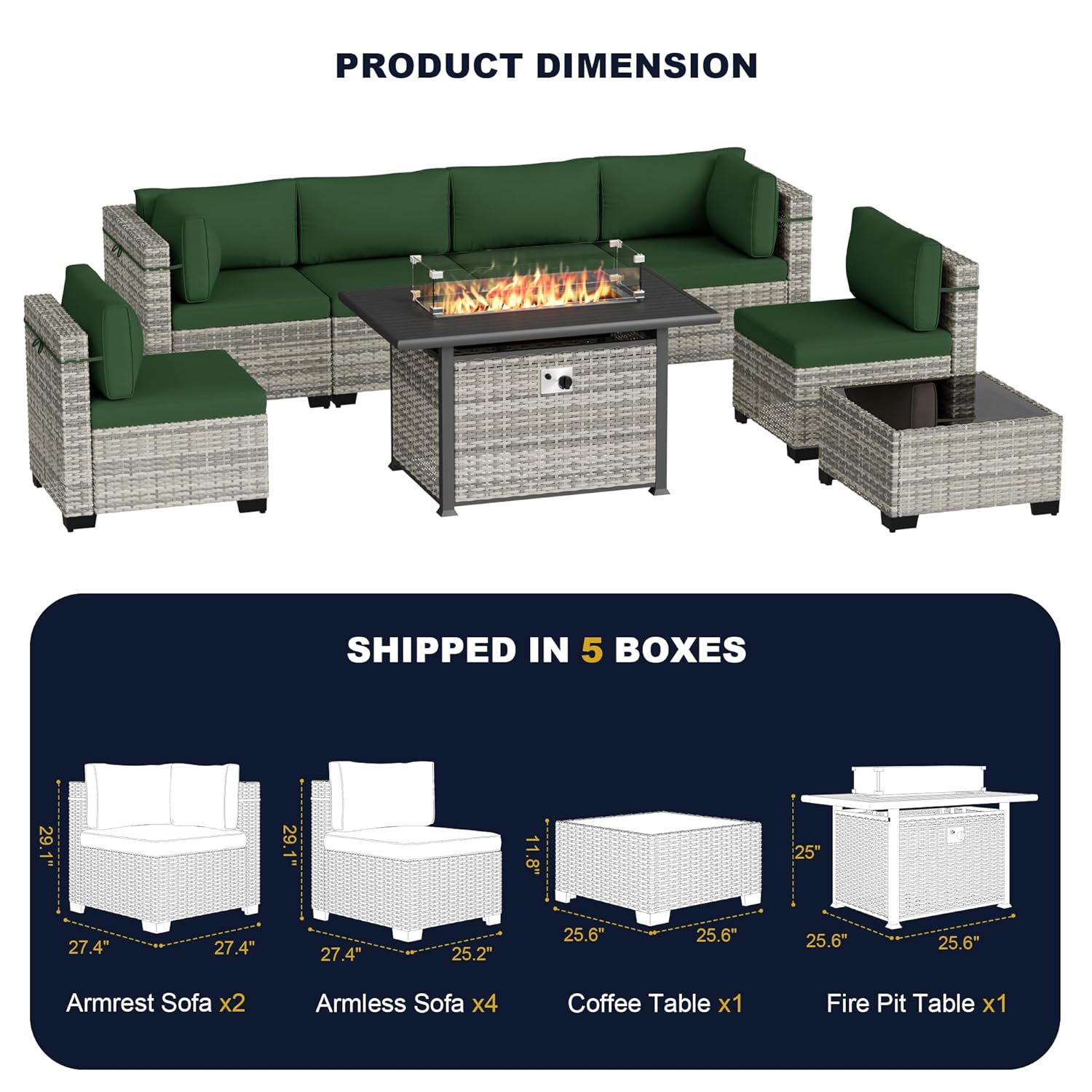 Set di Mobili da Esterno a 8 P - Outdoor Furniture And Fire Pit recensione e prezzo