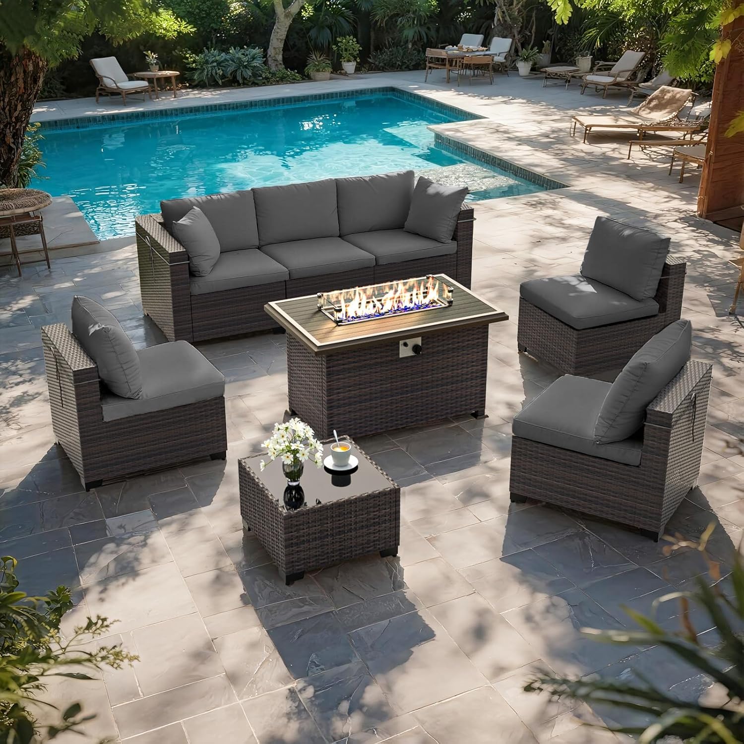 Set di Mobili da Giardino con  - Outdoor Furniture And Fire Pit recensione e prezzo